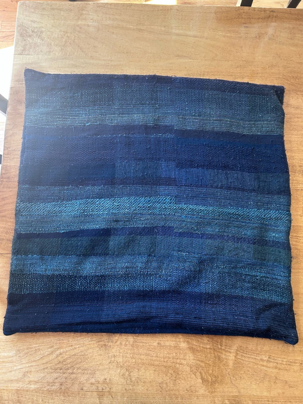 Crate & Barrel Shades of Blue & Green Stripes Square Pillow Cover with Zipper. - Picture 2 of 3